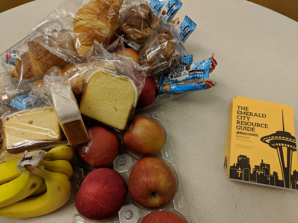 Snacks and a resource guide from Real Change