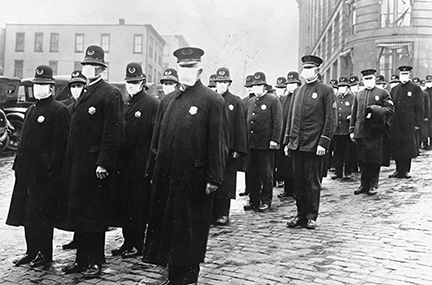 During the flu pandemic of 1918, citizens had to mask up.